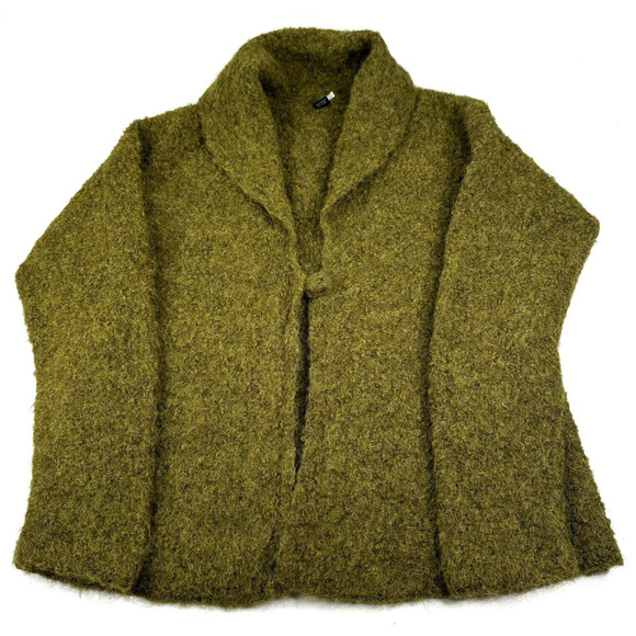 Tabask Handcrafted Alpaca Green Cardigan Sweater Single Button Womens Large Peru - Picture 4 of 11